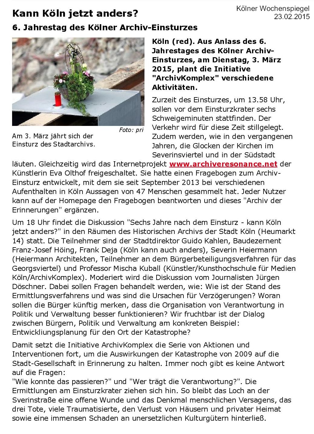 Kölner Wochenspiegel 23.2.15